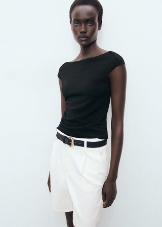 Blusa Manga Corta con Espalda Abierta