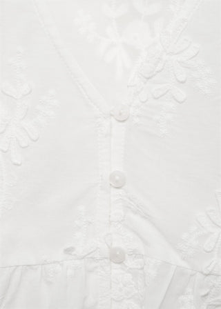 Blusa Manga Corta con Bordado Floral