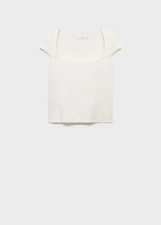 Camiseta con Escote Bajo de Algodón