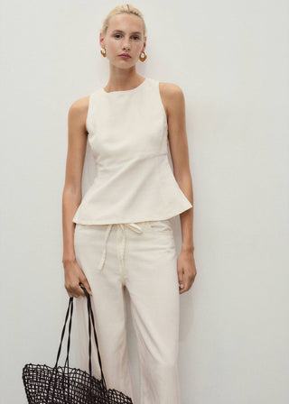 Blusa Denim Corte Peplum.