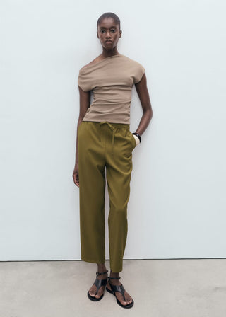 Pantalón Crop con Cintura Elástica