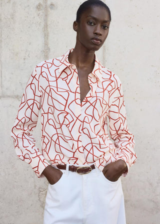 Camisa Manga Larga con Estampado Abstracto