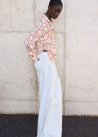 Camisa Manga Larga con Estampado Abstracto