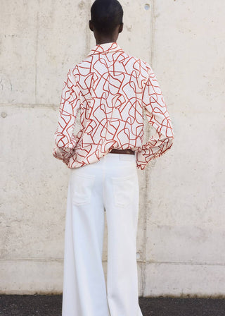 Camisa Manga Larga con Estampado Abstracto