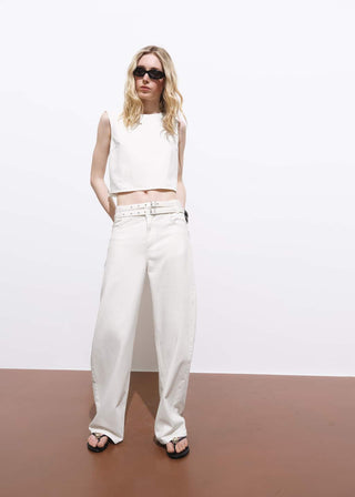 Blusa Crop Denim con Hebilla