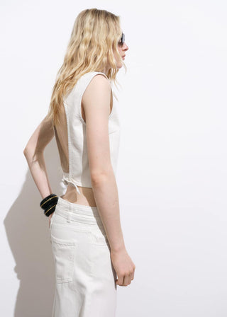 Blusa Crop Denim con Hebilla