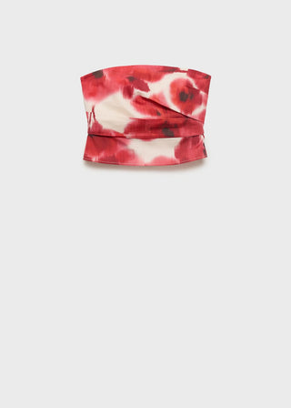 Blusa Bandeau con Estampado Floral