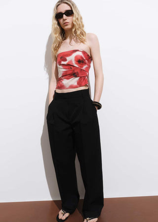 Blusa Bandeau con Estampado Floral