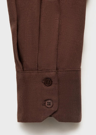 Camisa Manga Larga con Bolsillo de Lino