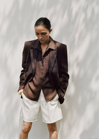 Camisa Manga Larga con Bolsillo de Lino