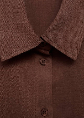 Camisa Manga Larga con Bolsillo de Lino