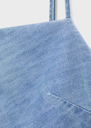 Vestido Denim con Detalle Drapeado.