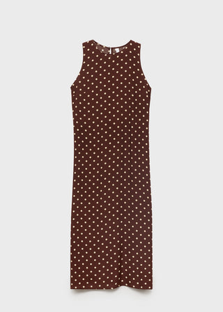 Vestido Cuello Redondo con Estampado de Puntos.