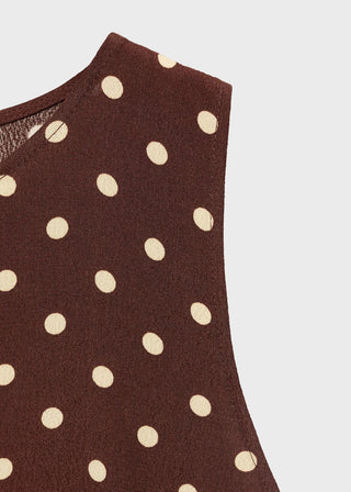 Vestido Cuello Redondo con Estampado de Puntos.