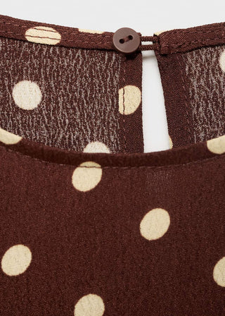 Vestido Cuello Redondo con Estampado de Puntos.