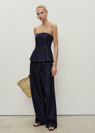 Blusa Denim con Detalle Peplum.