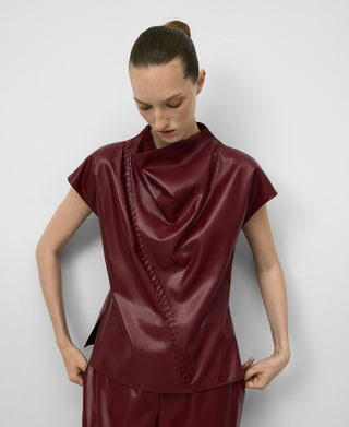 Blusa Cuello Drapeado Efecto Piel