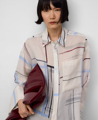 Camisa Oversize con Estampado Rayas