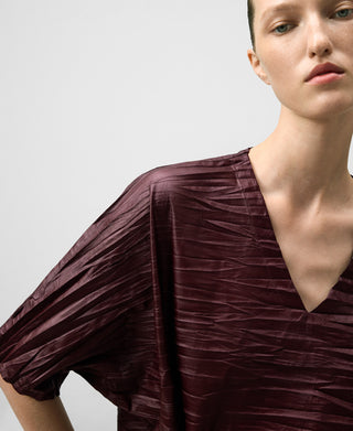 Camisa Manga Corta de Crinkle Efecto Piel