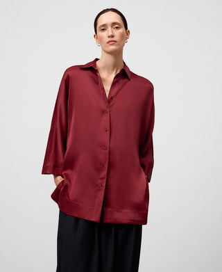 Camisa Oversize con Tejido Satinado