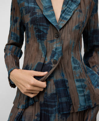 Blazer de Crinkle con Estampado
