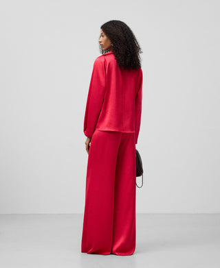 Pantalón Ancho con Tejido Satinado