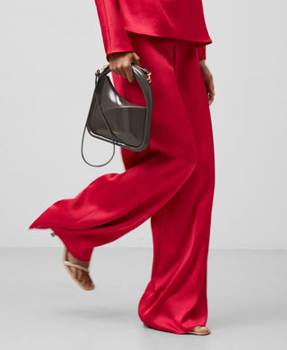 Pantalón Ancho con Tejido Satinado