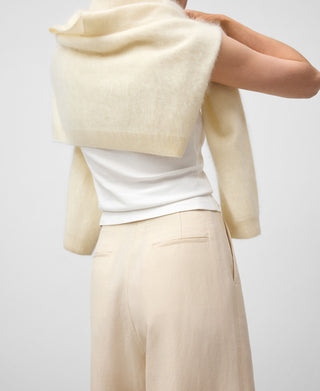 Pantalón Talle Alto con Pinzas de Lino.