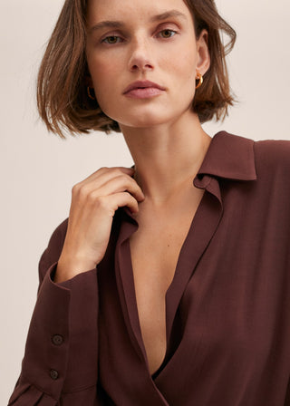 Vestido Camisero con Detalle Drapeado