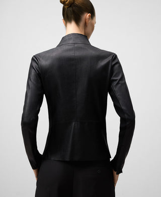 Chaqueta Biker Cuello Alto Efecto Piel