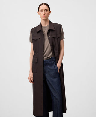 Vestido Cargo con Cuello Solapa y Bolsillos