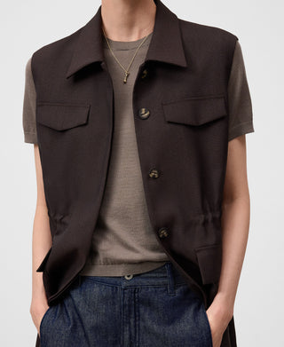 Vestido Cargo con Cuello Solapa y Bolsillos