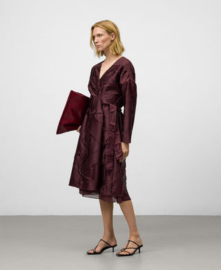 Vestido Manga Larga Efecto Arrugado