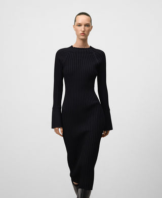 Vestido Manga Larga con Tejido Canalé