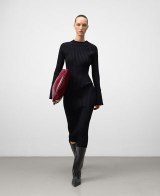 Vestido Manga Larga con Tejido Canalé