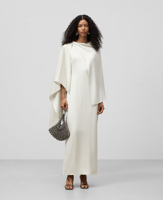 Vestido Largo con Chal Asimétrico