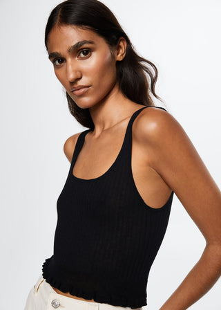 Camiseta Crop con Tejido Canalé