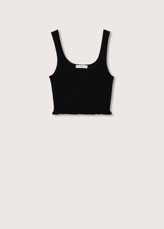 Camiseta Crop con Tejido Canalé