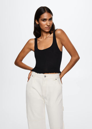 Camiseta Crop con Tejido Canalé