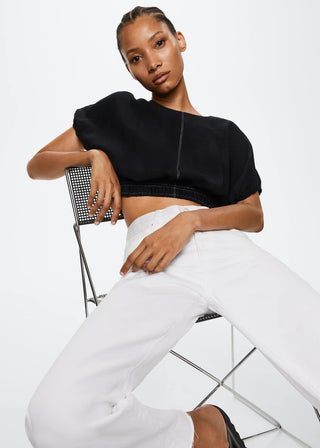 Camiseta Manga Corta con Costuras en Contraste