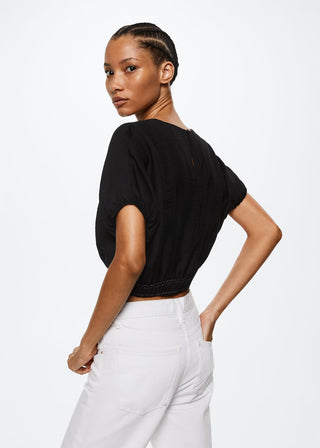 Camiseta Manga Corta con Costuras en Contraste