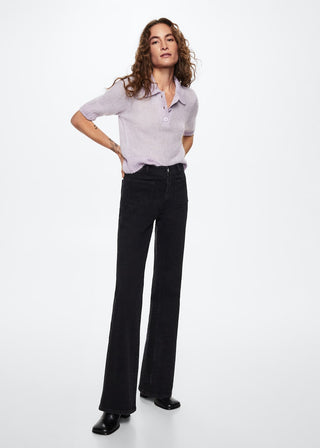 Jeans Acampanado Talle Alto con Bolsillos