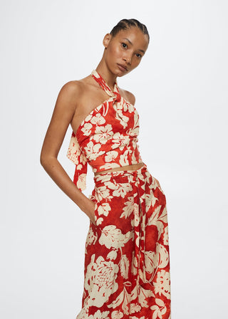 Blusa Cuello Halter con Estampado Floral