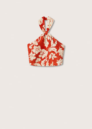 Blusa Cuello Halter con Estampado Floral