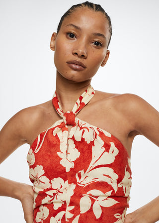 Blusa Cuello Halter con Estampado Floral