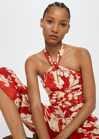 Blusa Cuello Halter con Estampado Floral