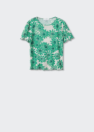 Camiseta Manga Corta con Estampado Floral