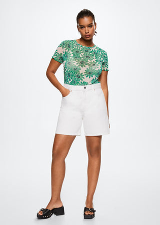 Camiseta Manga Corta con Estampado Floral