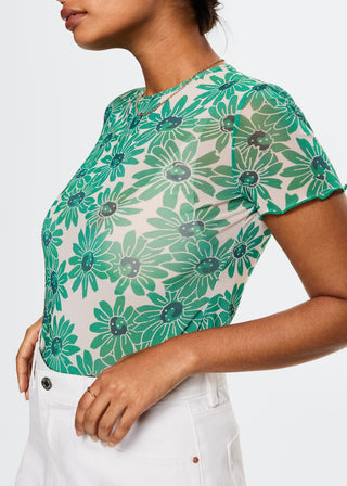 Camiseta Manga Corta con Estampado Floral