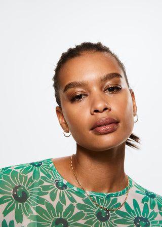 Camiseta Manga Corta con Estampado Floral